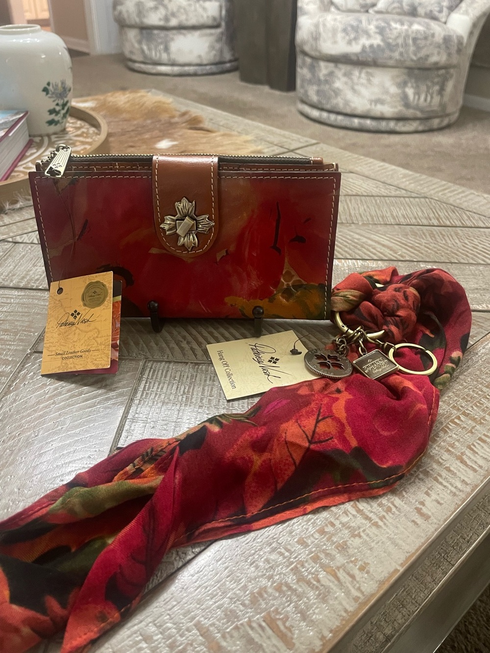 Patricia Nash Marene Floret Twist Lock Leather Wallet Bundle